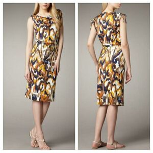 Tory Burch M Verda Printed Jersey Drawstring Detail on off Shoulder Silk Dress